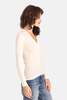 Minnie Rose Fine Silk/Cashmere Henley V Neck - White - Thumbnail 2