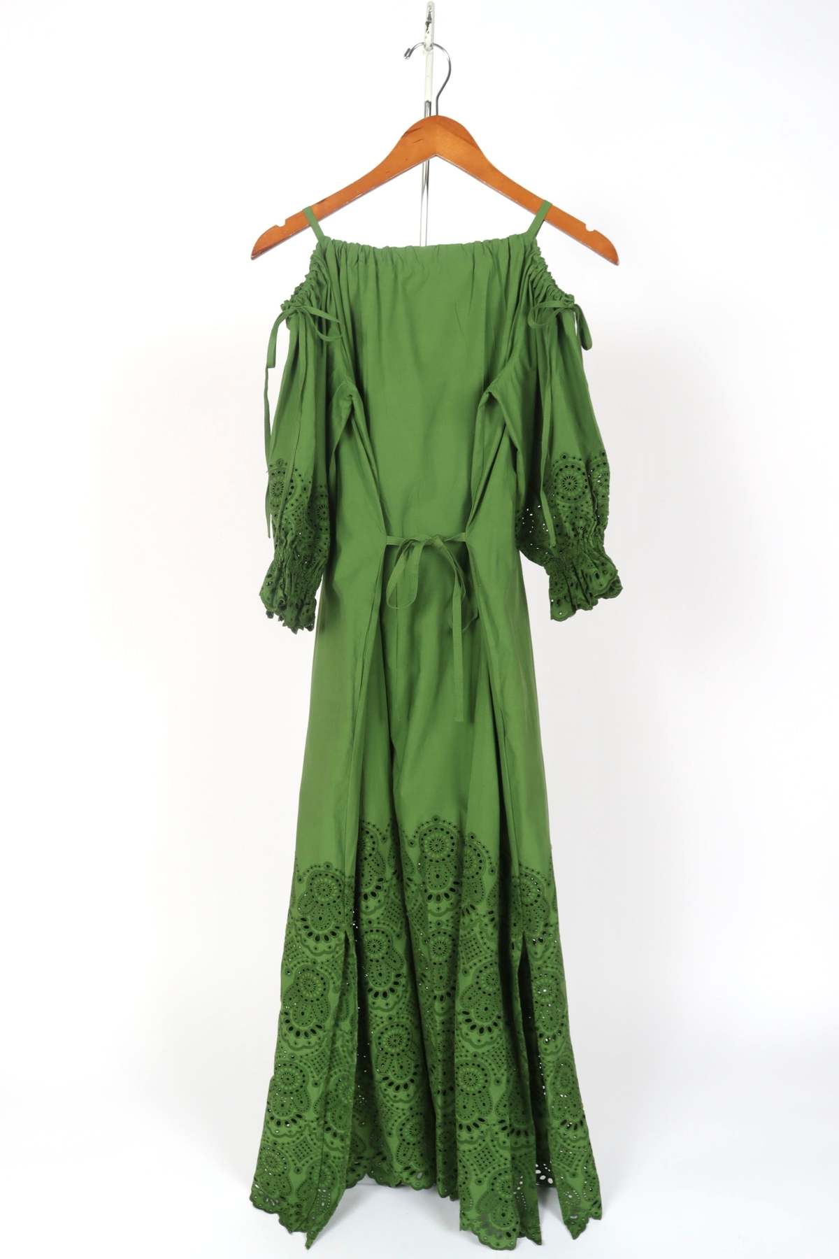 green emerald velvet dress Flutter Sleeve Dress—Green