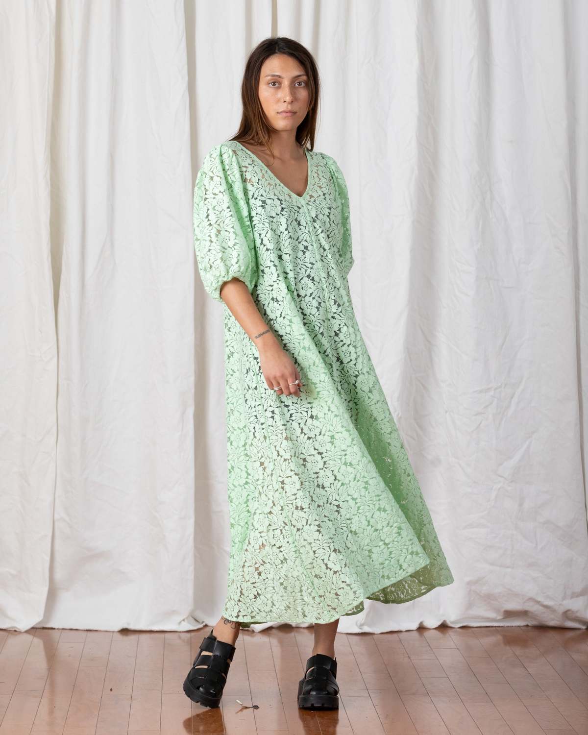 green emerald velvet dress Daphne High Neck Satin Bridesmaid Dress main image 0