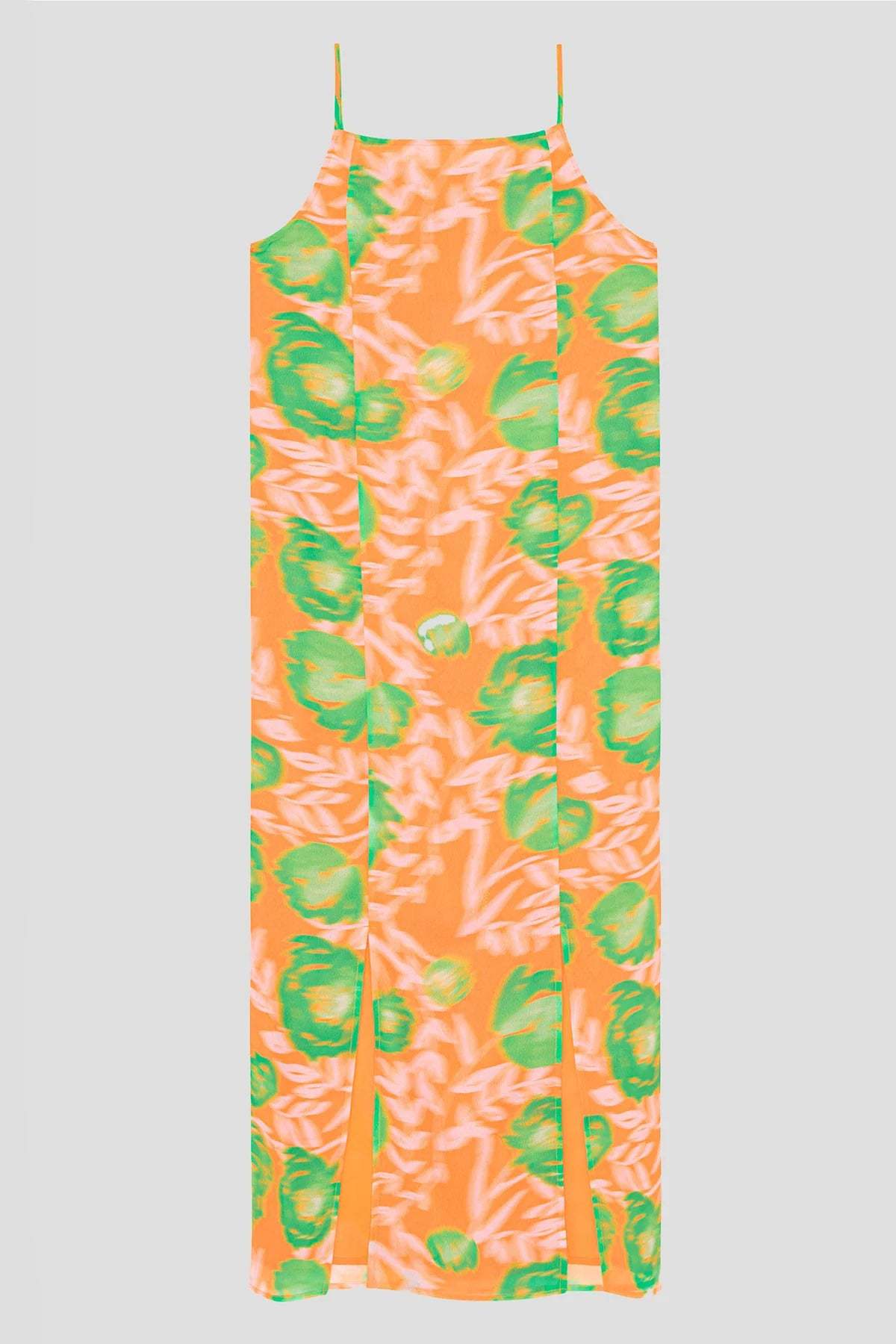 Ganni Printed Light Crepe Slip Dress - Vibrant Orange | Garmentory