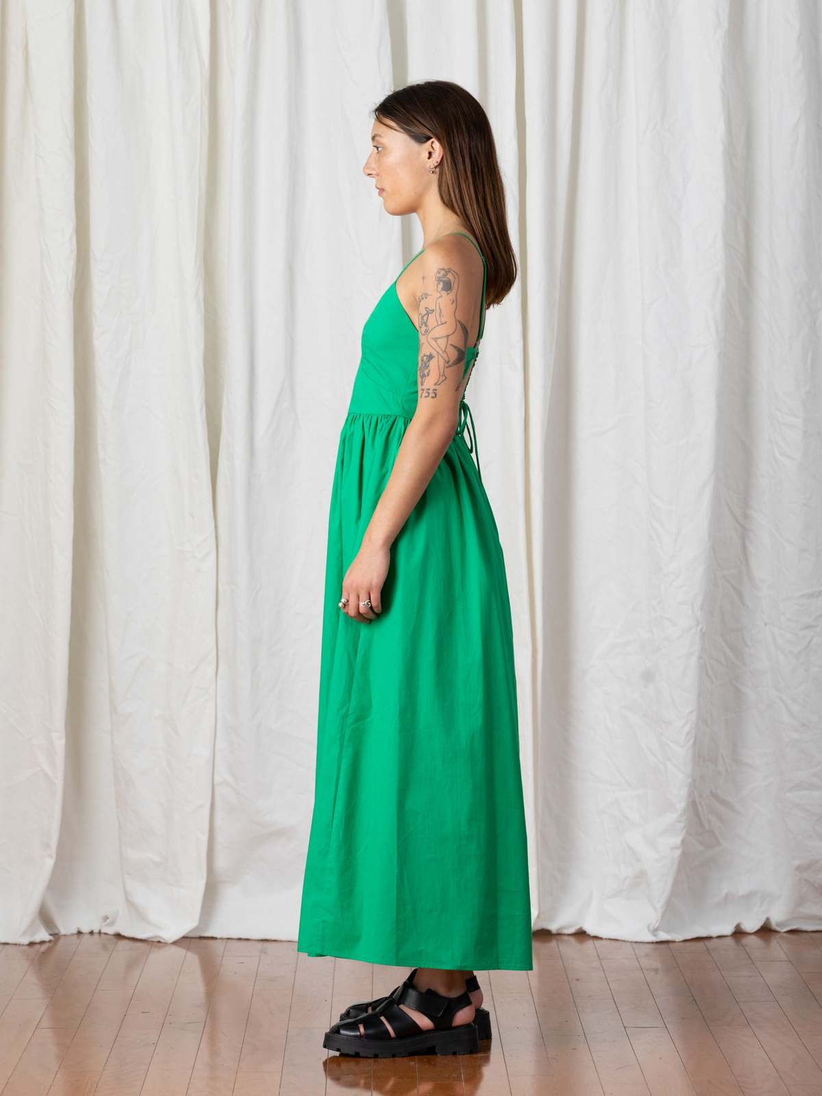 kelly green linen dress Sugarlips: I Like The Way Kelly Green Bubble Sleeve Dress – Shop the Mint main image 1