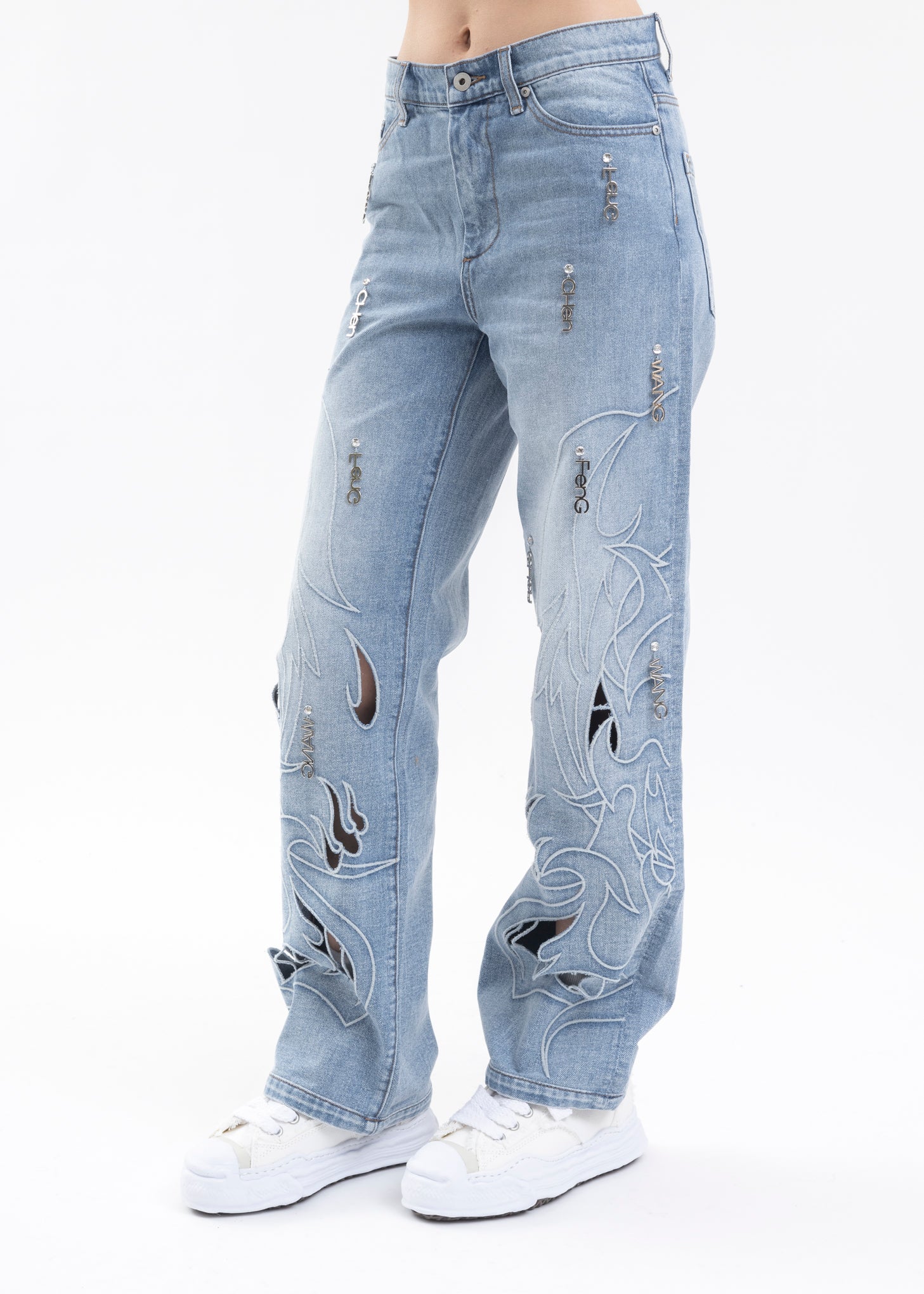 Embroidered Denim Pants