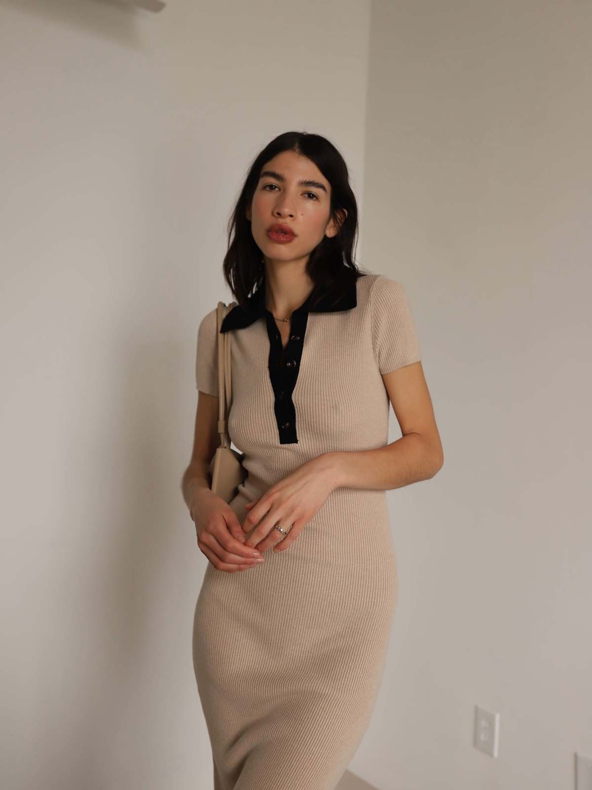 Sophie Rue Collared Knit Dress - Beige - Image 2 of 8