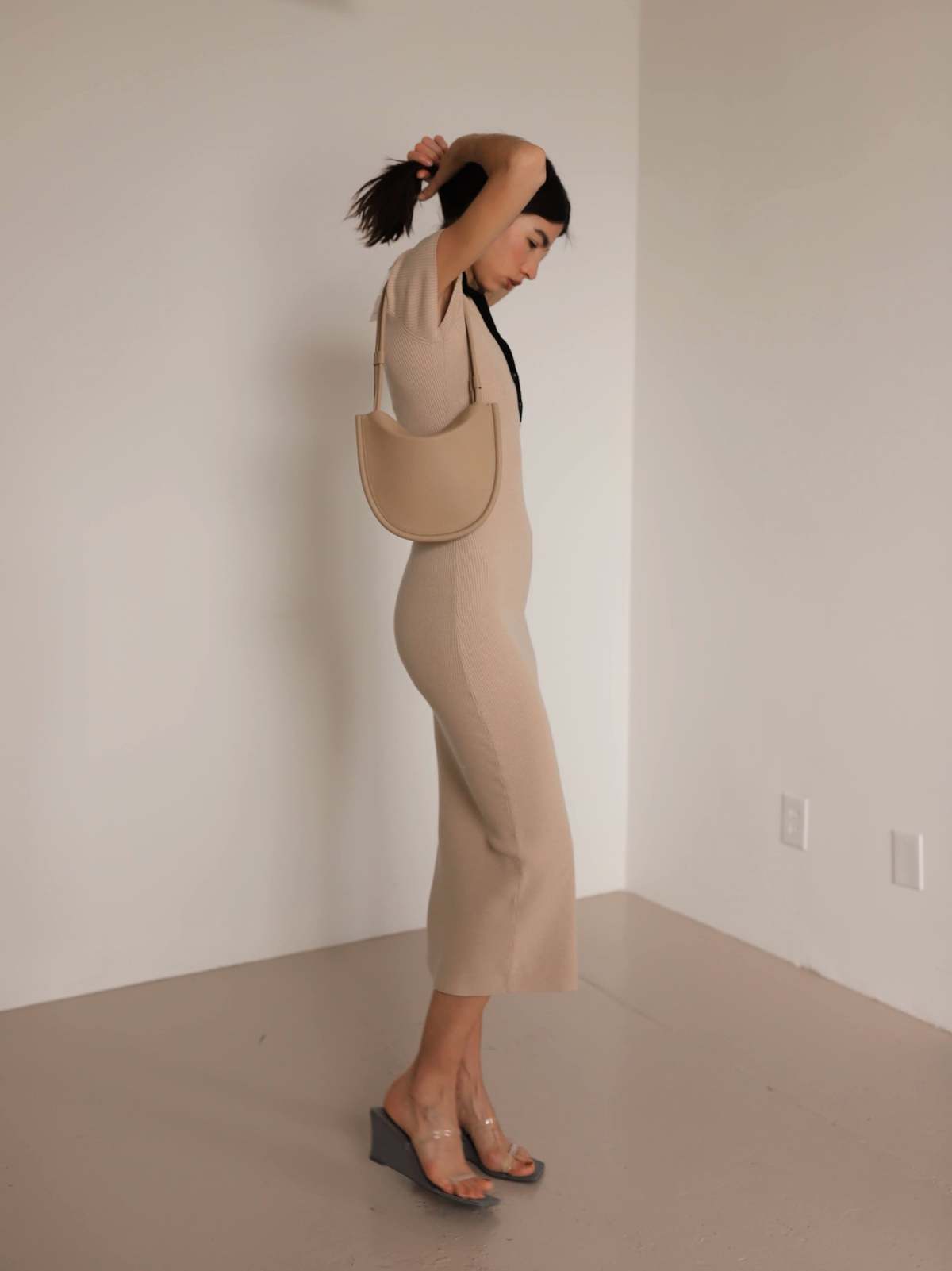 Sophie Rue Collared Knit Dress - Beige - Image 4 of 8