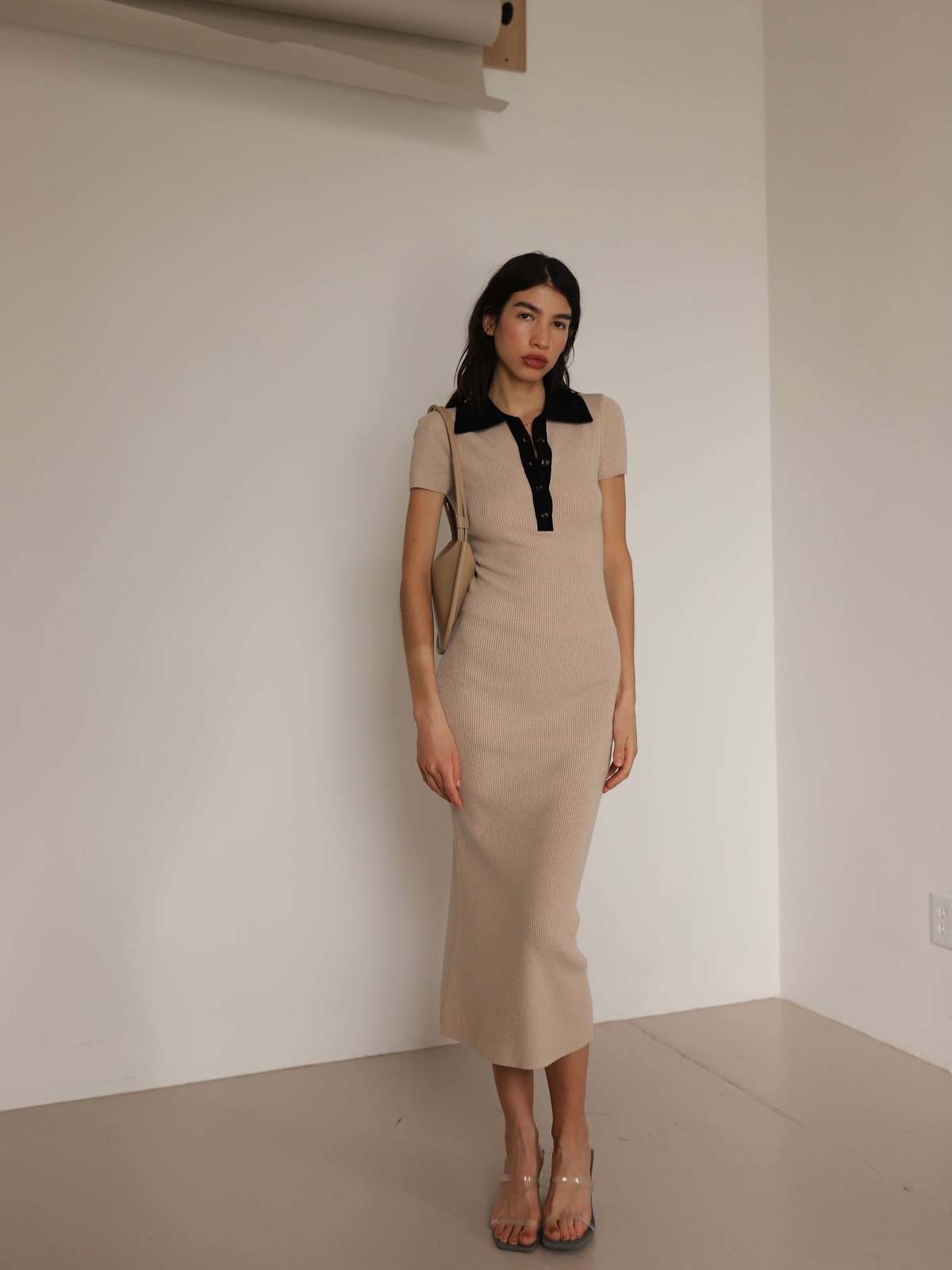 Sophie Rue Collared Knit Dress - Beige - Image 5 of 8
