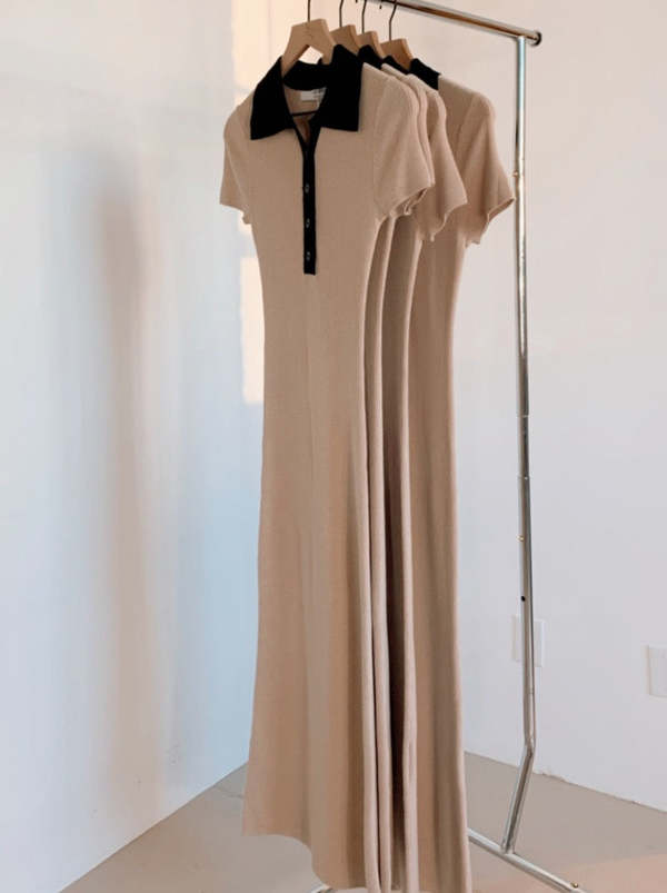 Sophie Rue Collared Knit Dress - Beige