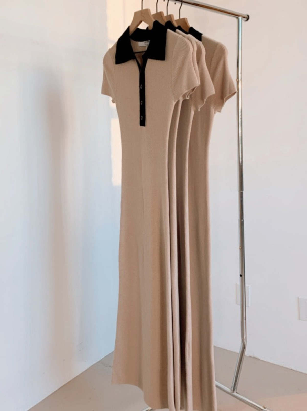 Sophie Rue Collared Knit Dress - Beige - Image 7 of 8