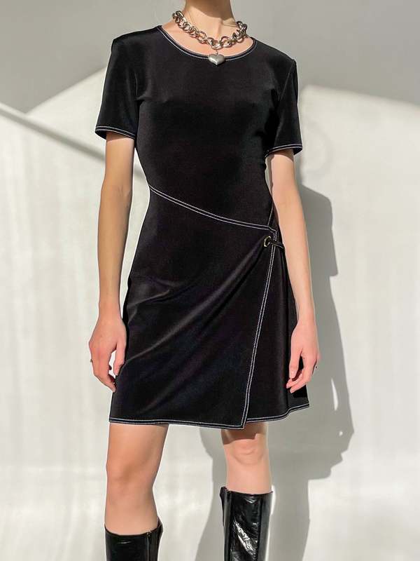 Contrast Stitch Dress - Black/White | Garmentory