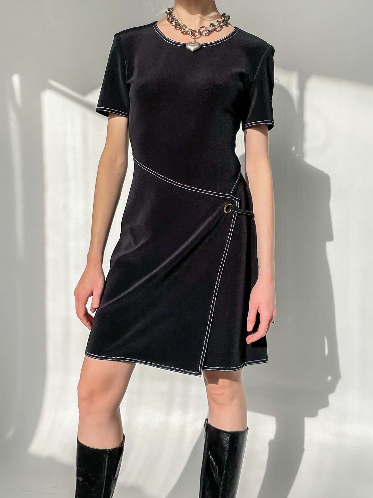 Contrast Stitch Dress Black White Garmentory Contrast Stitch Dress Black White Garmentory