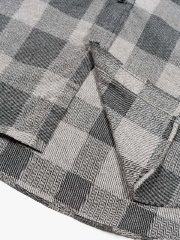 Orslow Loose Fit Stand Collar Shirt - Gray Check | Garmentory