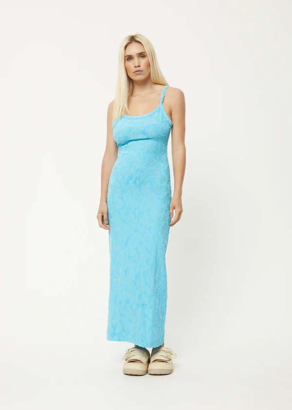 Afends Moon Hemp Terry Maxi Dress - blue | Garmentory