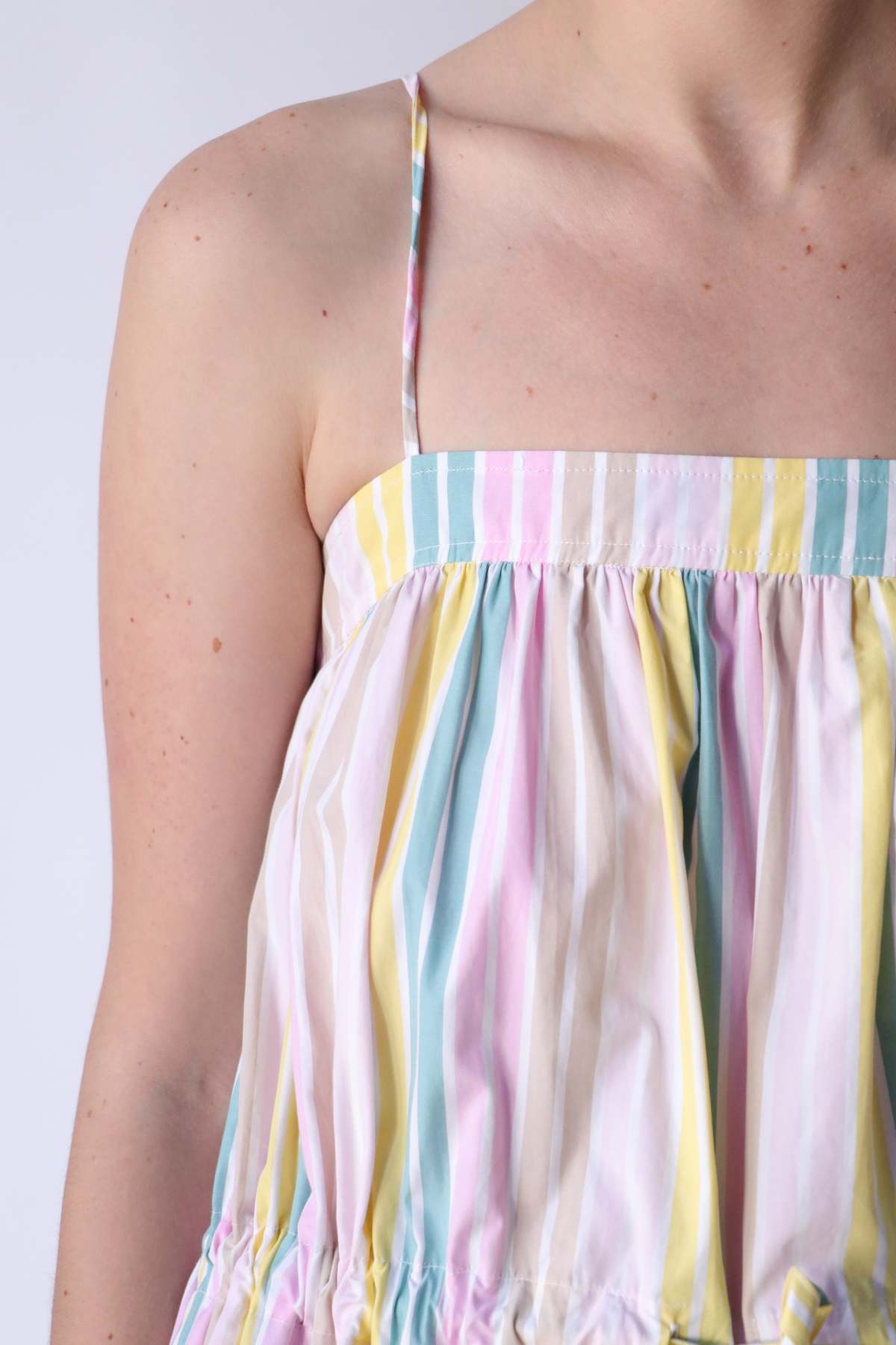 【GANNI】Stripe Cotton Maxi Strap Dress/全国送料無料 Ganni Stripe Cotton Maxi Strap Dress - Multi Color | Garmentory