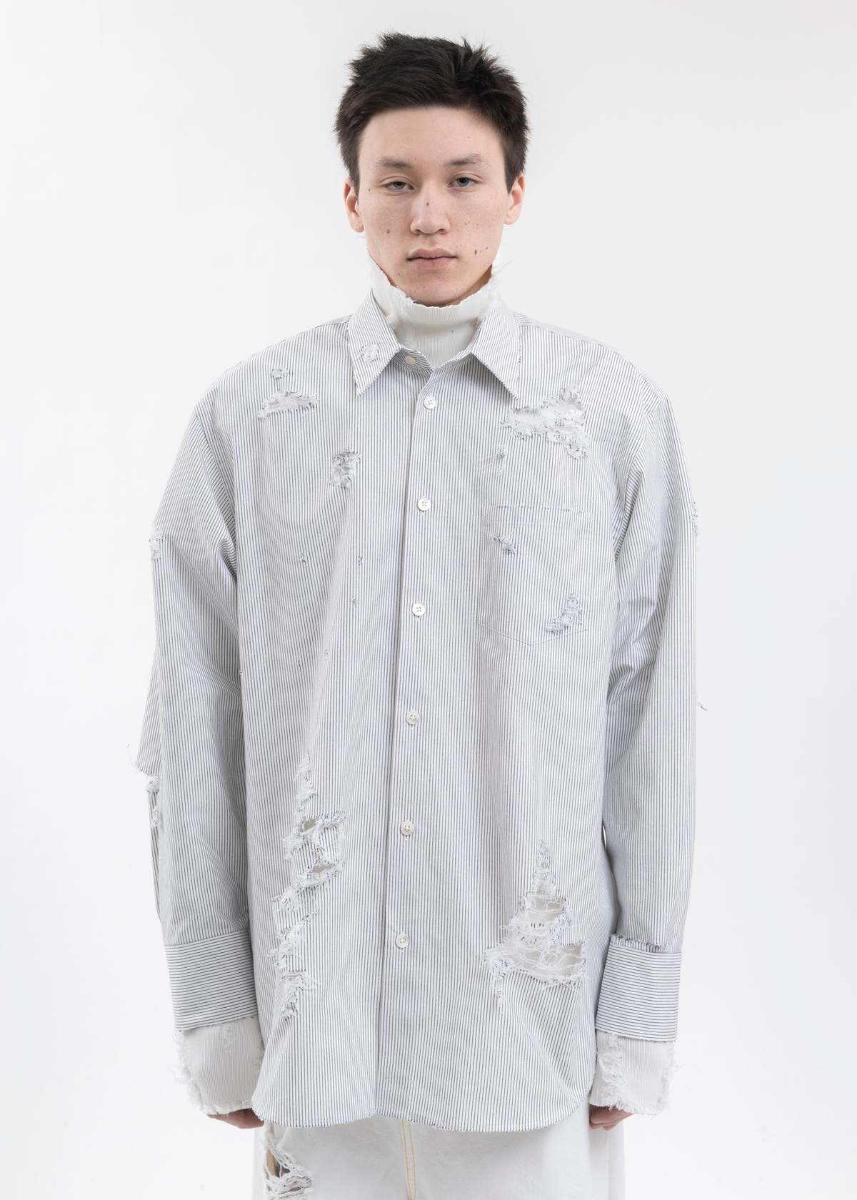 Destroyed Stripe Embroidered Tee