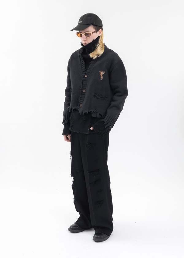 Doublet Destroyed Tailored Pants - Black | Garmentory