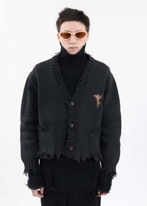 Doublet Oversized Cut-off Cardigan - Black | Garmentory