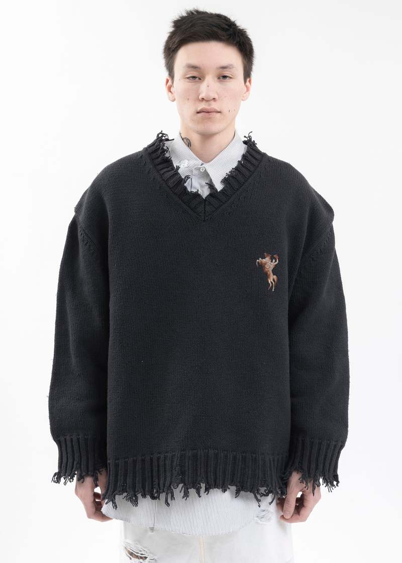 Doublet Oversized Knit Pullover - Black | Garmentory