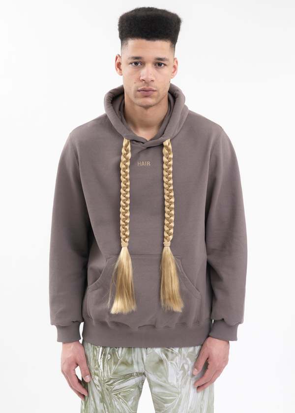 Doublet HOODIE WITH BRAIDS HAIR パーカー Doublet Hoodie With Braids Hair - Grey | Garmentory