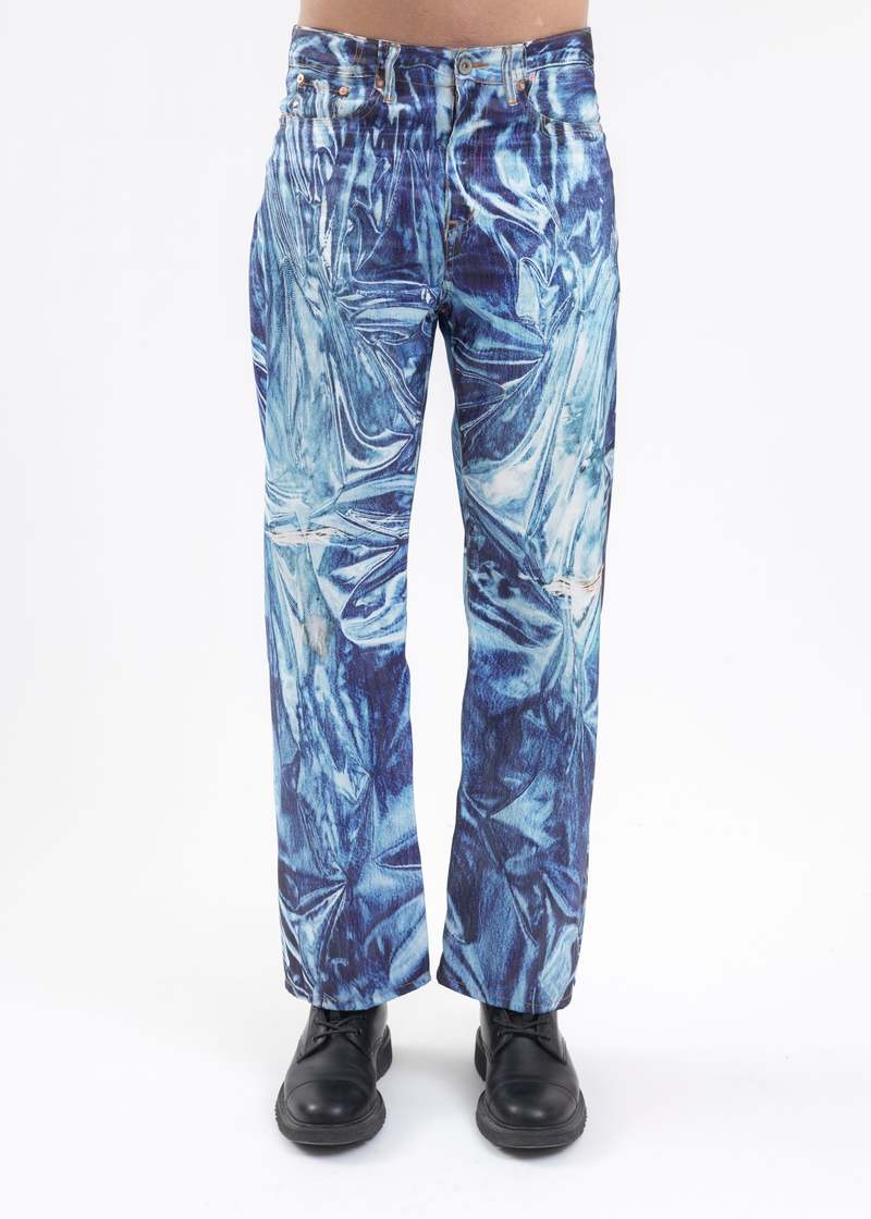 Doublet Mirage Printed Denim Pants - Indigo | Garmentory 