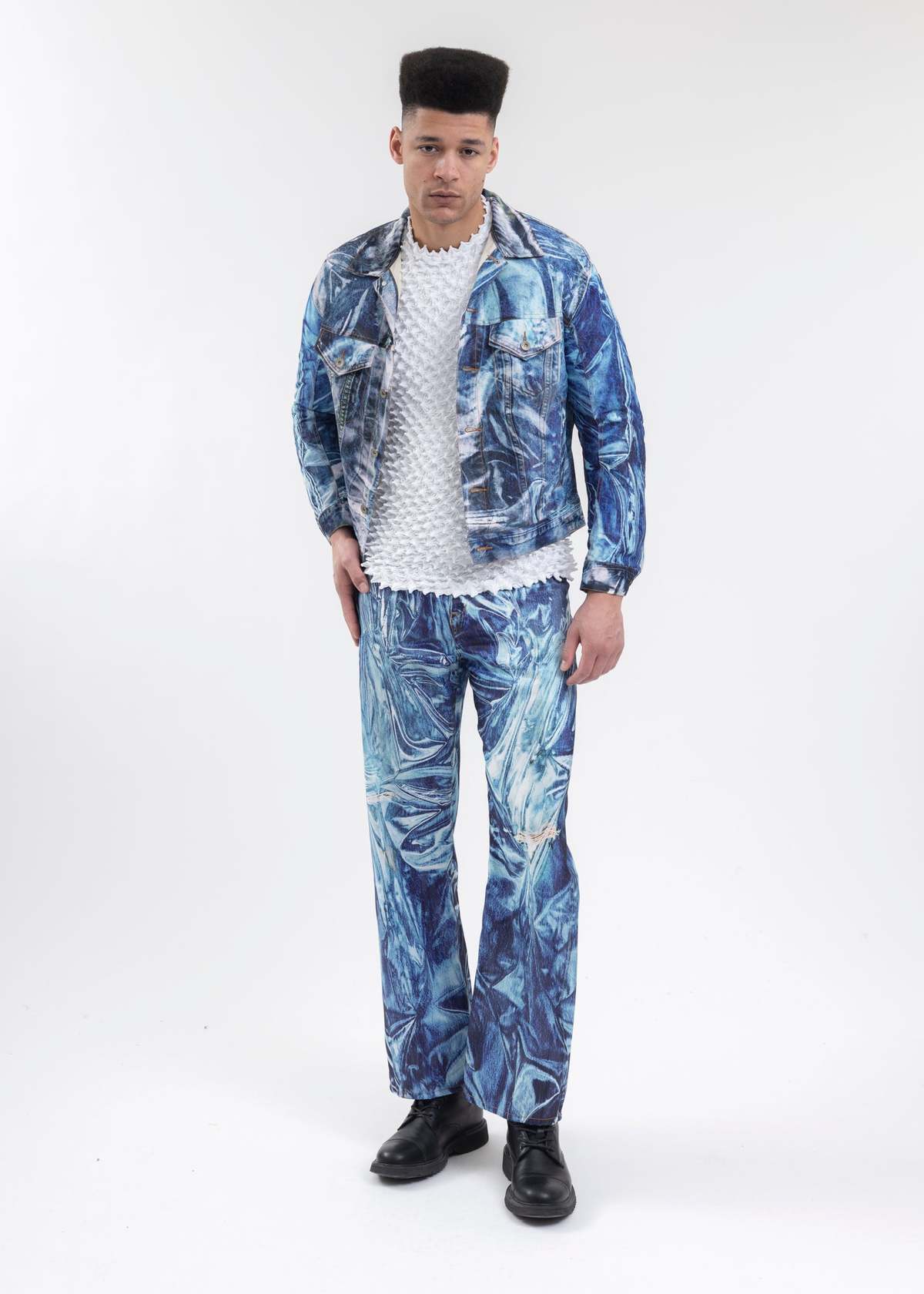 Doublet Mirage Printed Denim Pants - Indigo | Garmentory