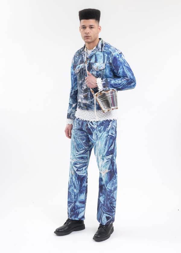 Doublet RUST PAINTED BUCKET BAG - SILVER | Garmentory