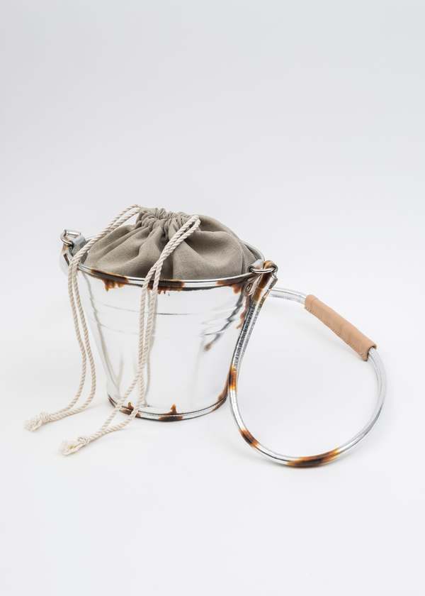 Doublet RUST PAINTED BUCKET BAG - SILVER | Garmentory