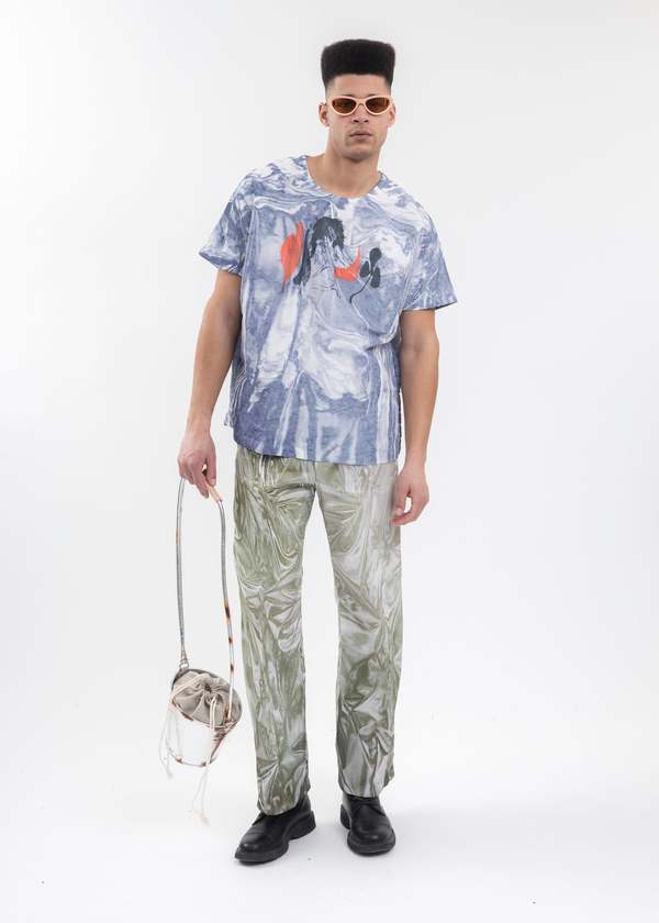 Doublet RUST PAINTED BUCKET BAG - SILVER | Garmentory