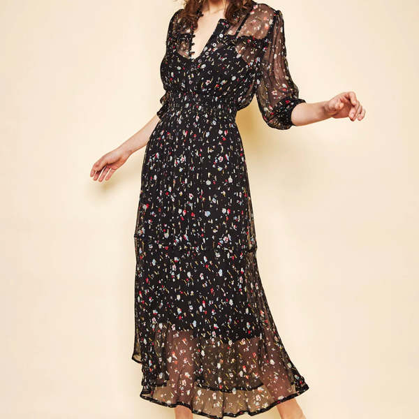 chinese dress ladies Elke Butterfly Print Cut Out Maxi Dress