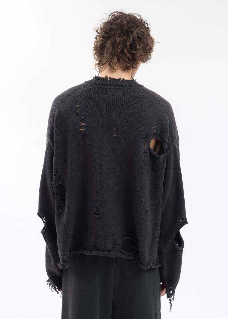 Doublet Destroyed Knit Pullover - Black | Garmentory