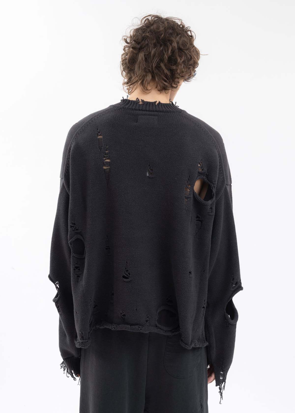 Doublet Destroyed Knit Pullover - Black | Garmentory