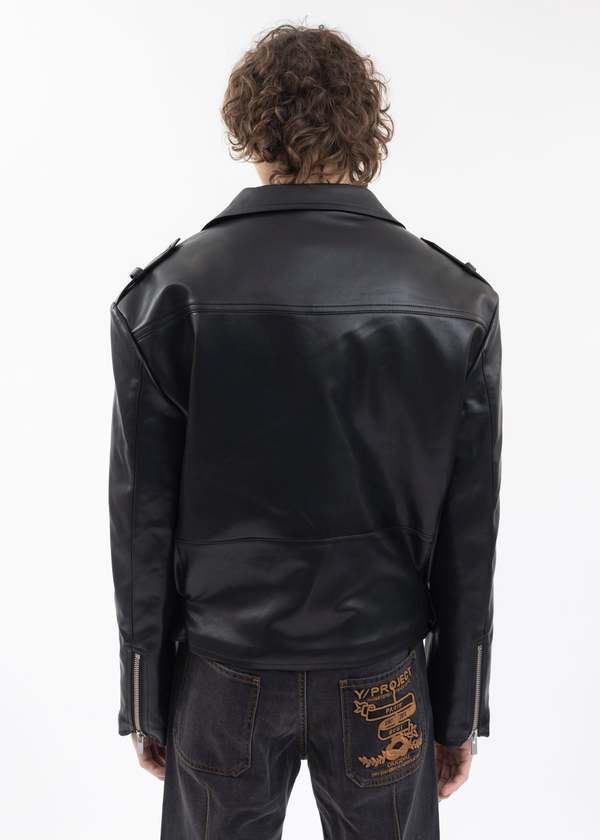 Y/project TWISTED LAPEL BIKER JACKET - BLACK | Garmentory
