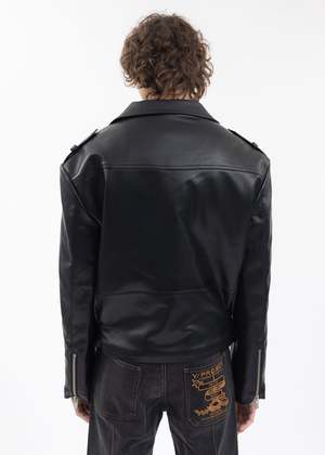 Y/project TWISTED LAPEL BIKER JACKET - BLACK | Garmentory