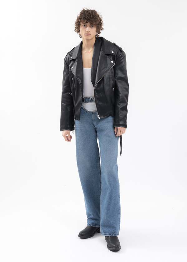 Y/project TWISTED LAPEL BIKER JACKET - BLACK | Garmentory