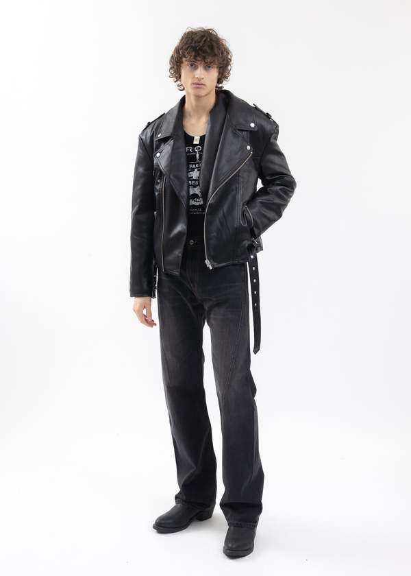 Y/project TWISTED LAPEL BIKER JACKET - BLACK | Garmentory