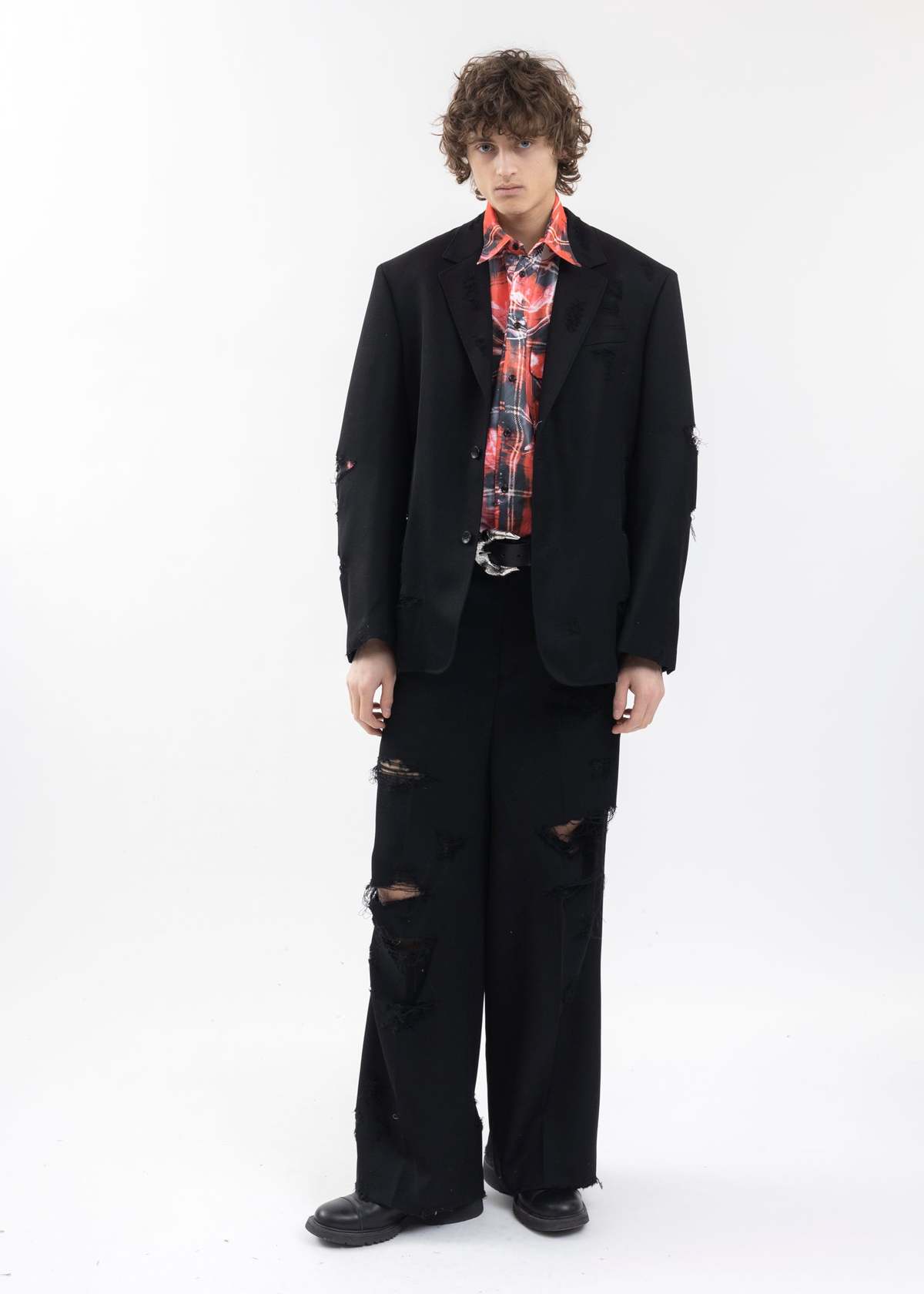 トップス doublet MIRAGE PRINTED CHECKED SHIRT Doublet Mirage Printed Checked Shirt - Red Multi | Garmentory