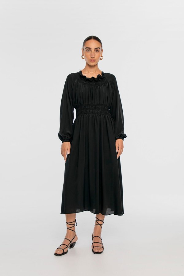 Dal the Label Signature Silk Shirred Midi Dress