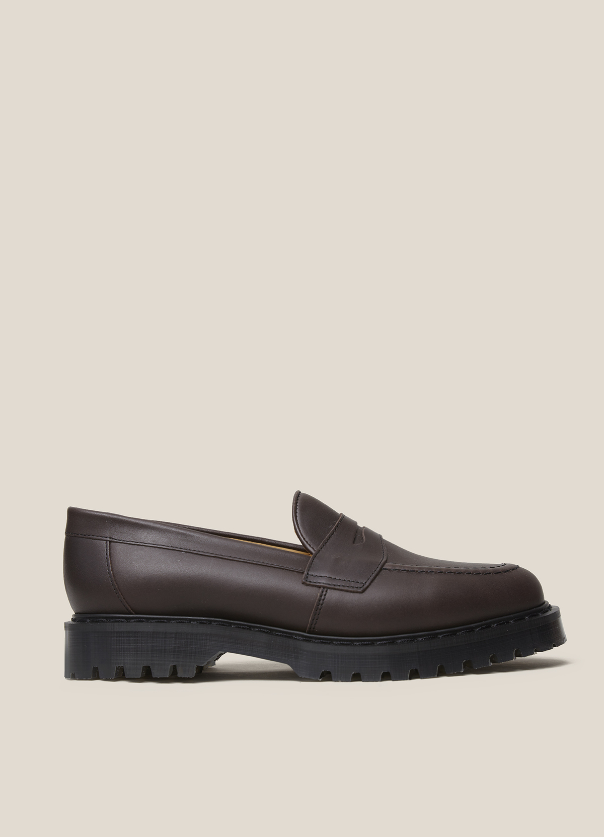 Solovair x YMC Greasy Leather Penny Loafer - Dark Brown - Image 1 of 4