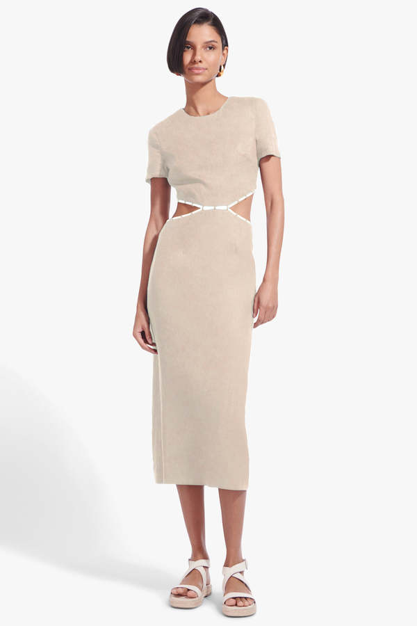 staud beige dress Staud Madison Linen Dress in Natural