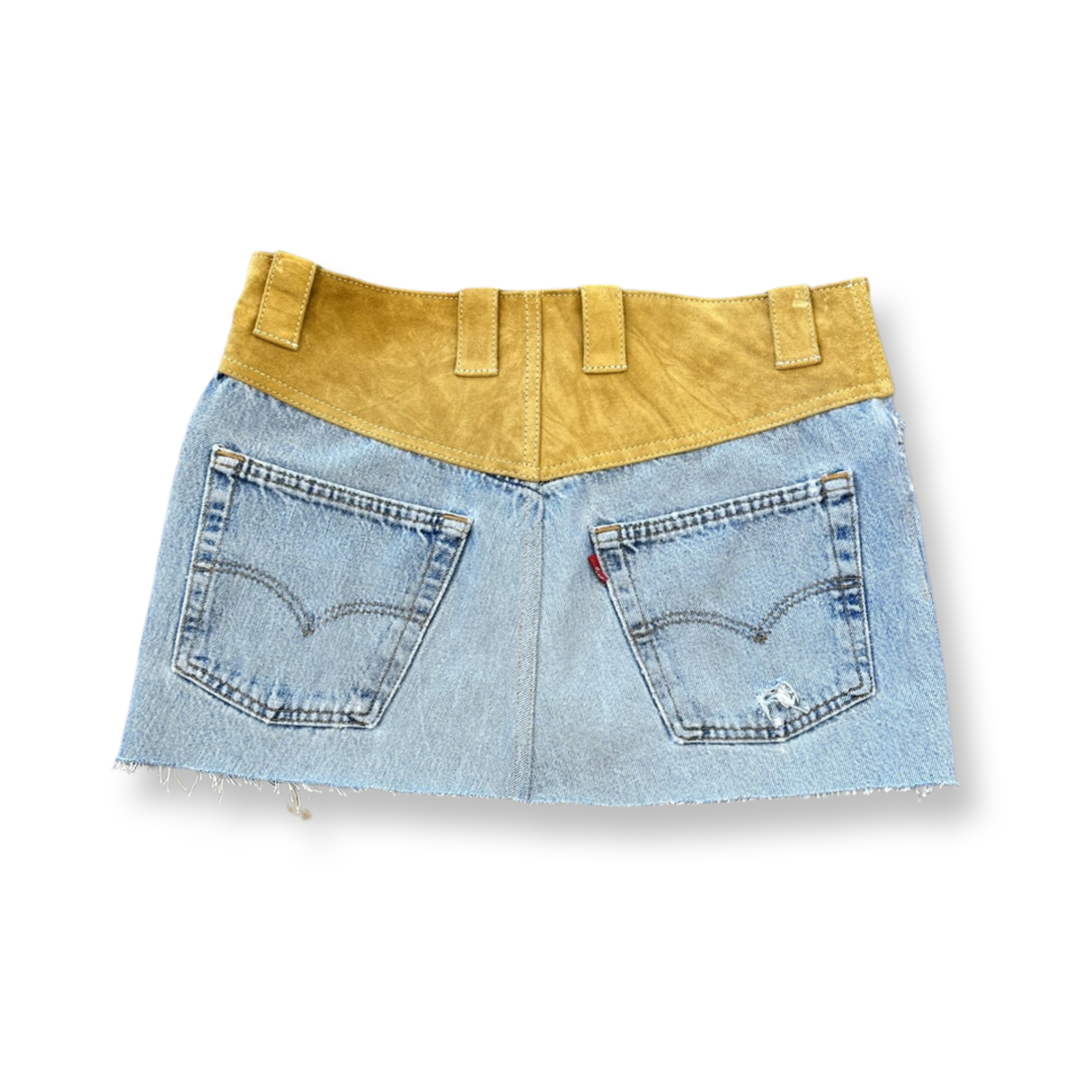 Re/Done Suede Yoke Mini Skirt Indwsued Garmentory