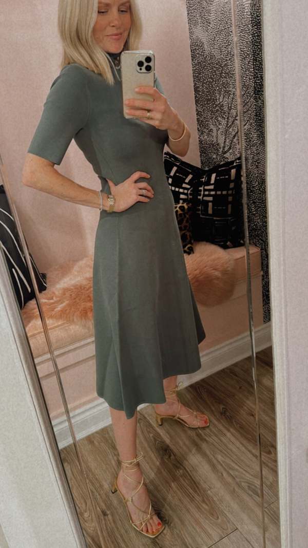 Joseph Stretch Silk Knit Dress - green | Garmentory