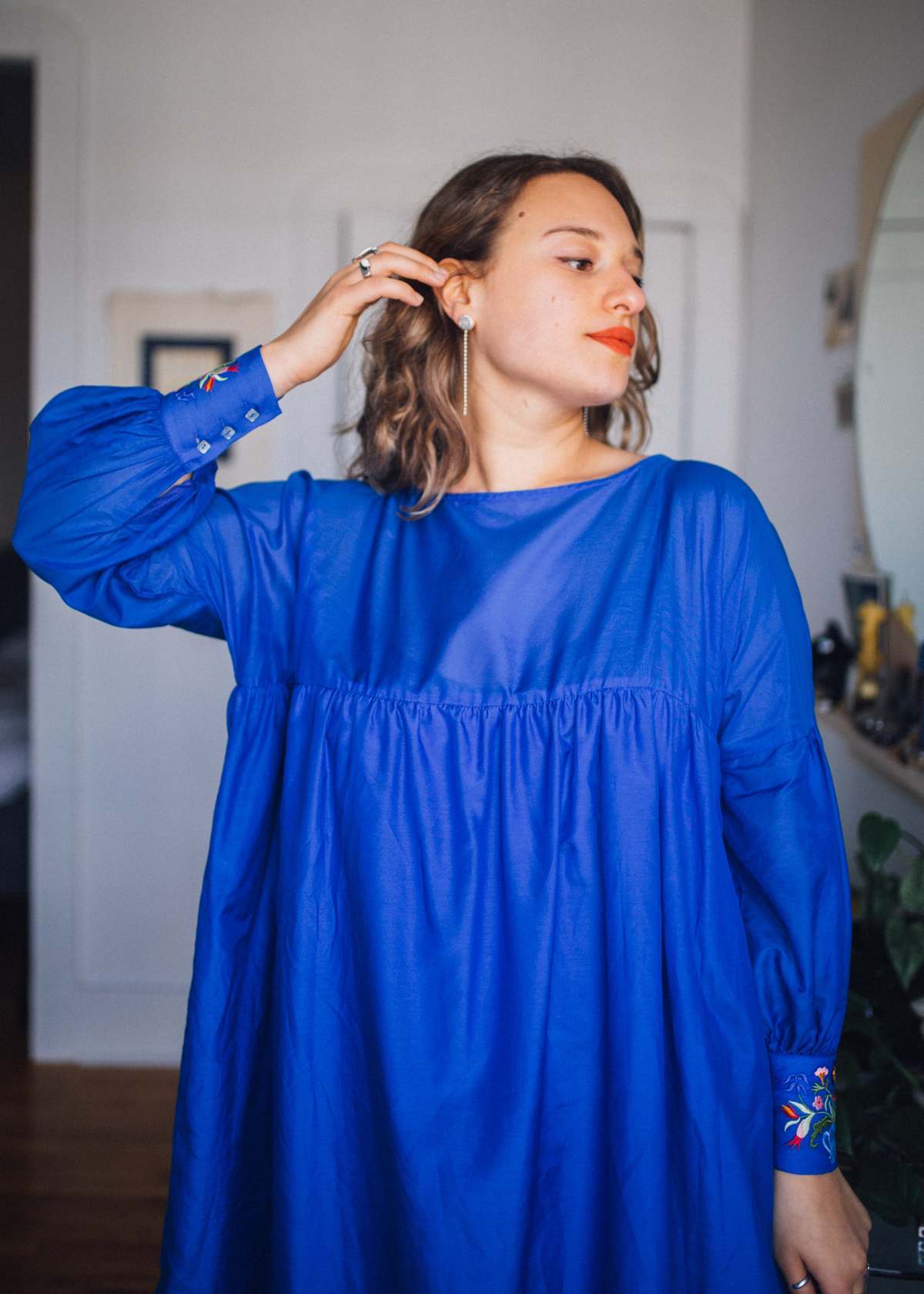 Noémiah Celia Embroidered Dress - Blue - Image 9 of 10