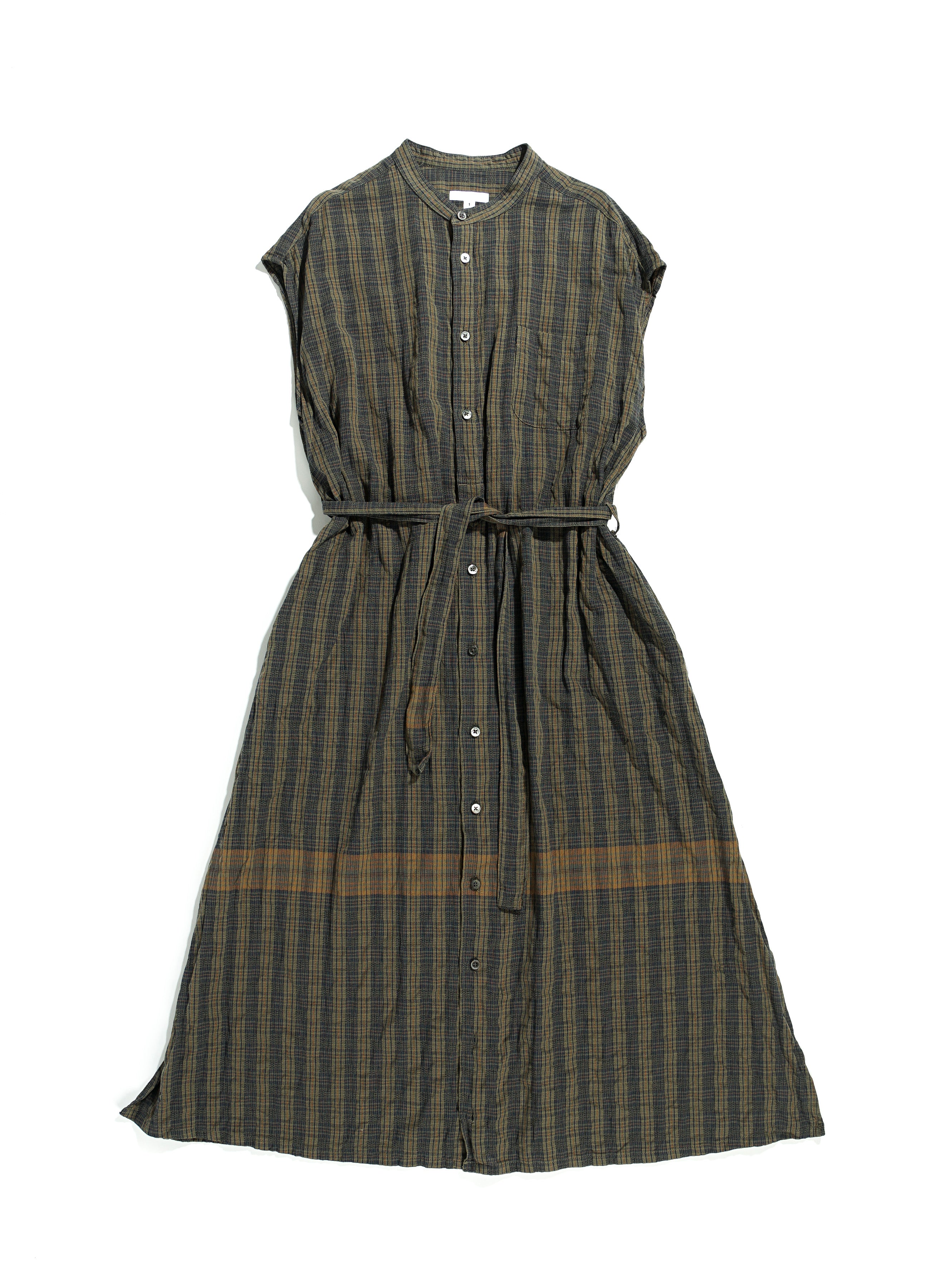 Engineered Garments Banded Collar Dress - Olive Small