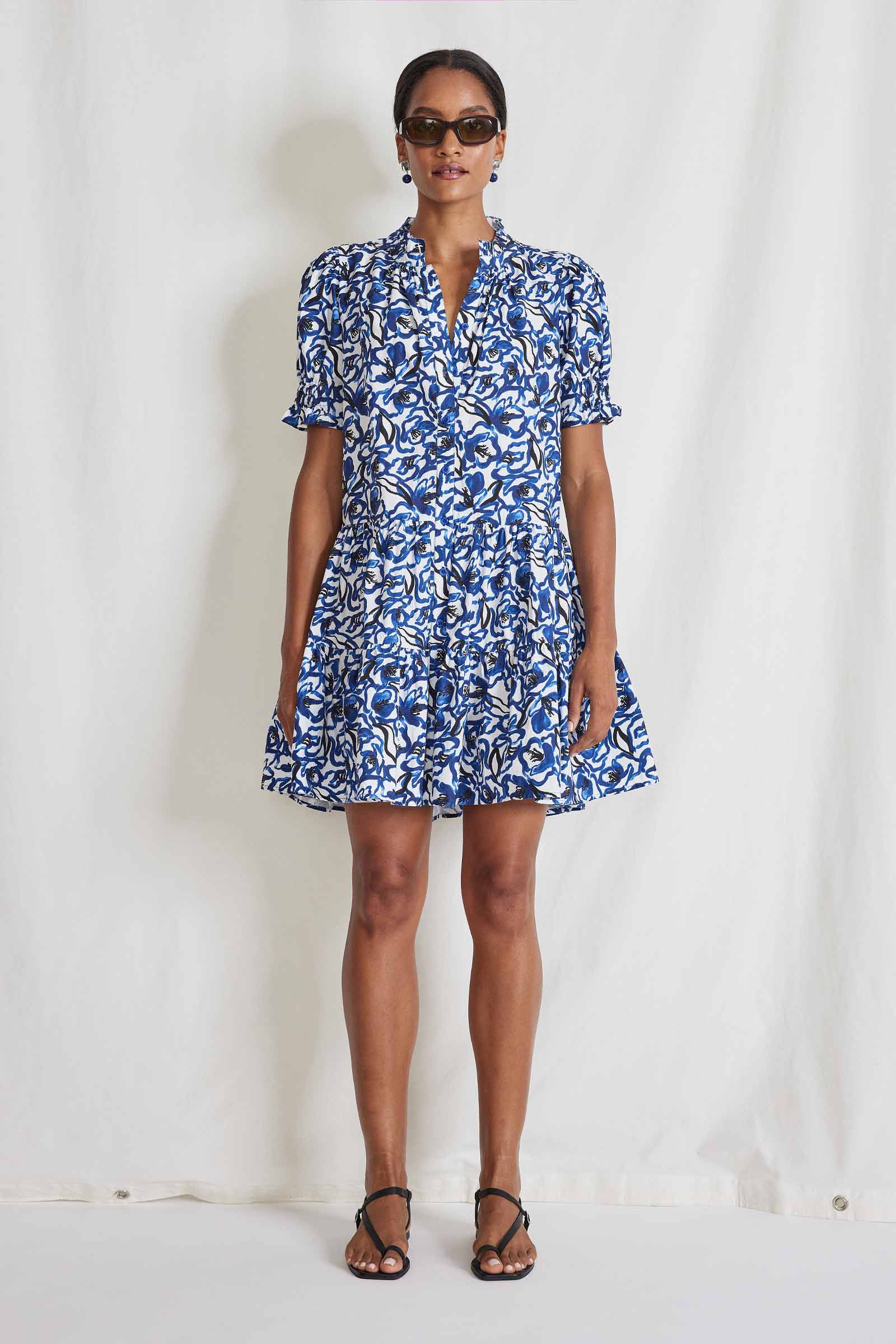 Las Alturas Mini Dress - Brushed Floral Indigo | Garmentory