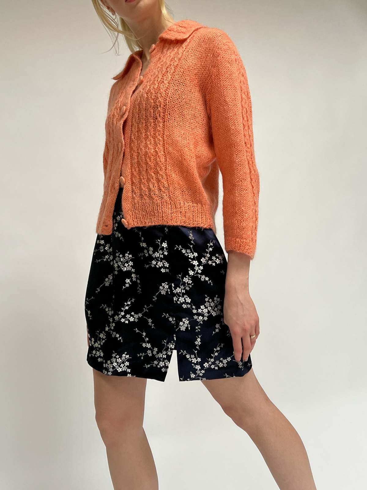 Floral Print Brocade Mini Skirt