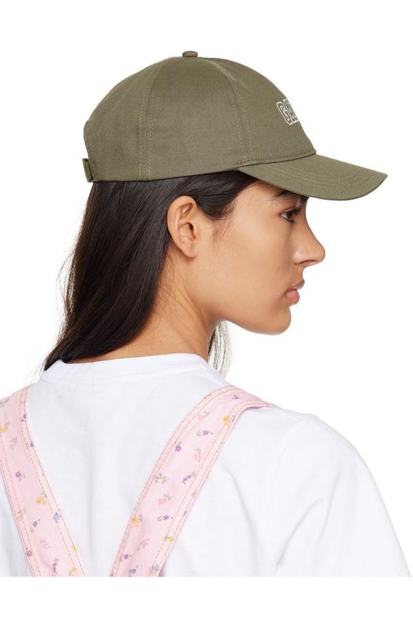 Ganni Embroidered Cap - Khaki | Garmentory