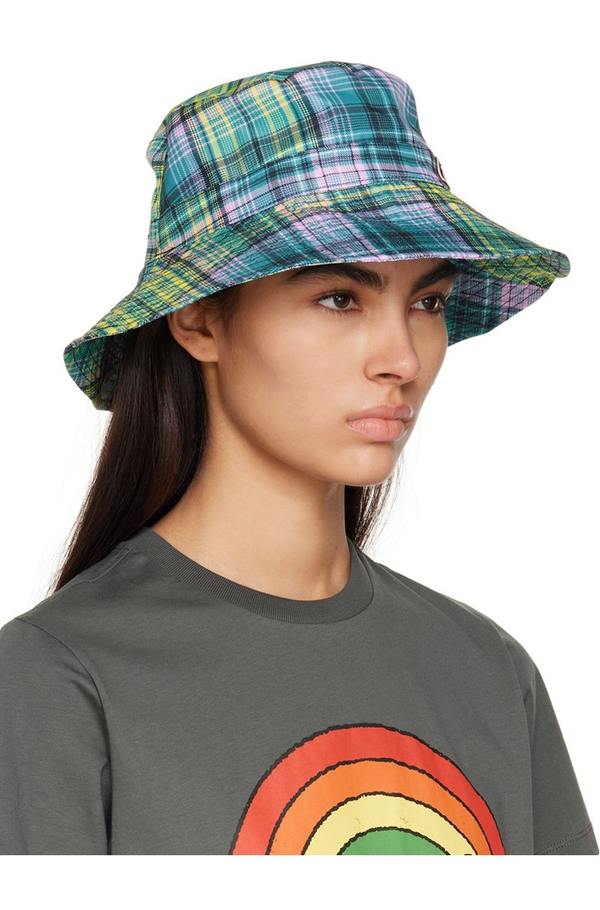 Ganni Bucket Hat XS/S Printed Cotton Poplin Bucket in Green Floral Canvas Summer GANNI Rose-Print Drawcord Cotton-Poplin Bucket Hat | endource main image 2