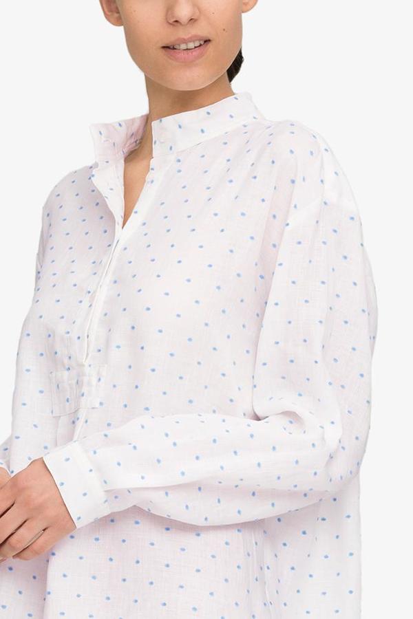 The Sleep Shirt Short Sleep Shirt Blue Tufts Linen The Sleep Shirt Short Sleep Shirt Blue Tufts Linen
