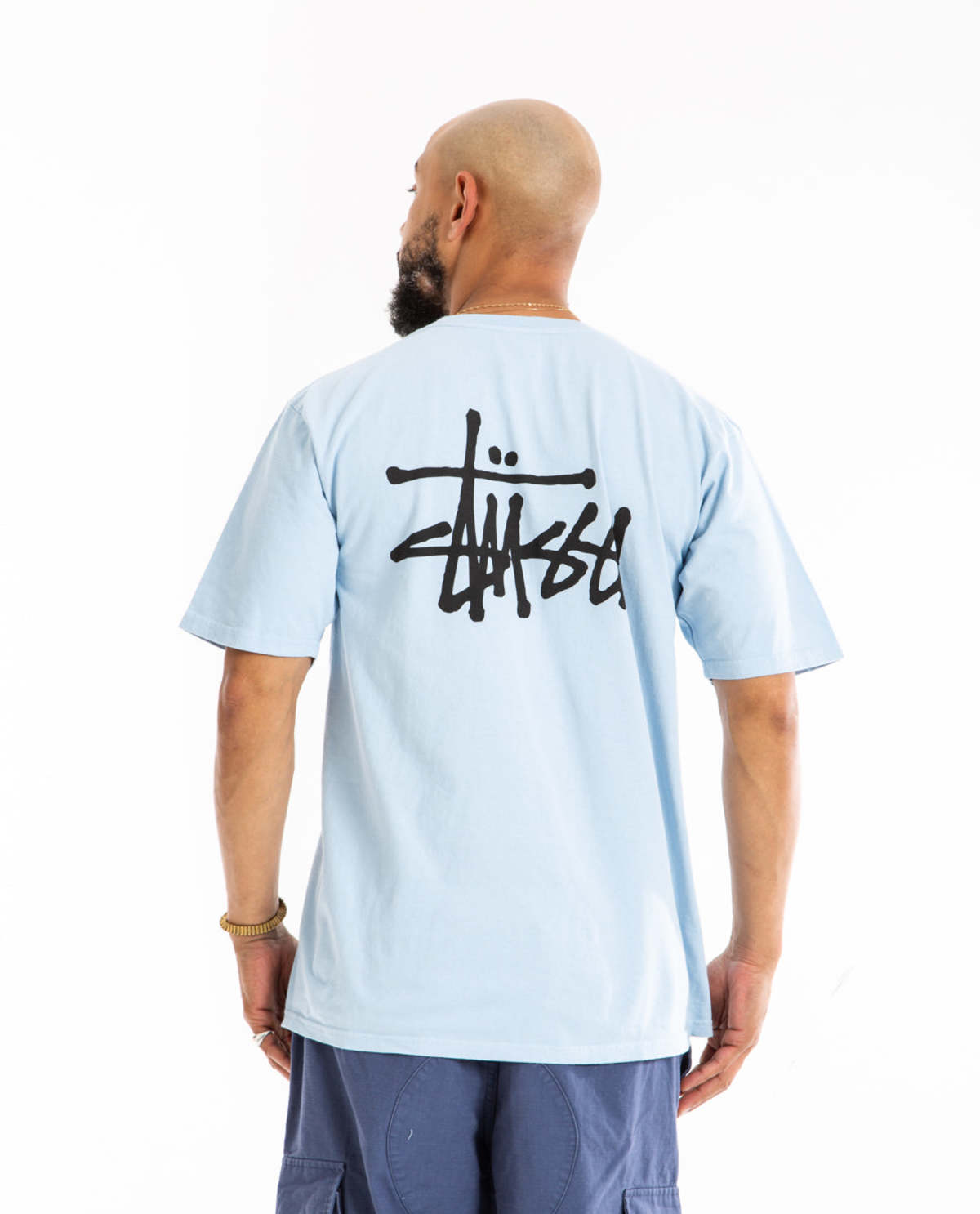 ★人気【STUSSY】★Basic Stussy Pigment Dyed T-Shirt★Indigo stussy-basic-logo-pigment-dyed