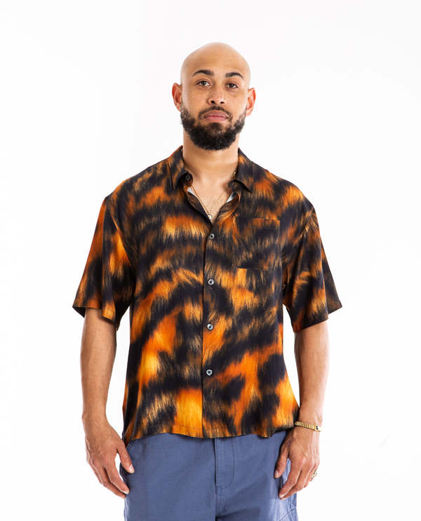 新品未使用 48 masu 21ss FUR PRINT SILK SHIRTS Stussy Fur Print Shirt - TIGER | Garmentory