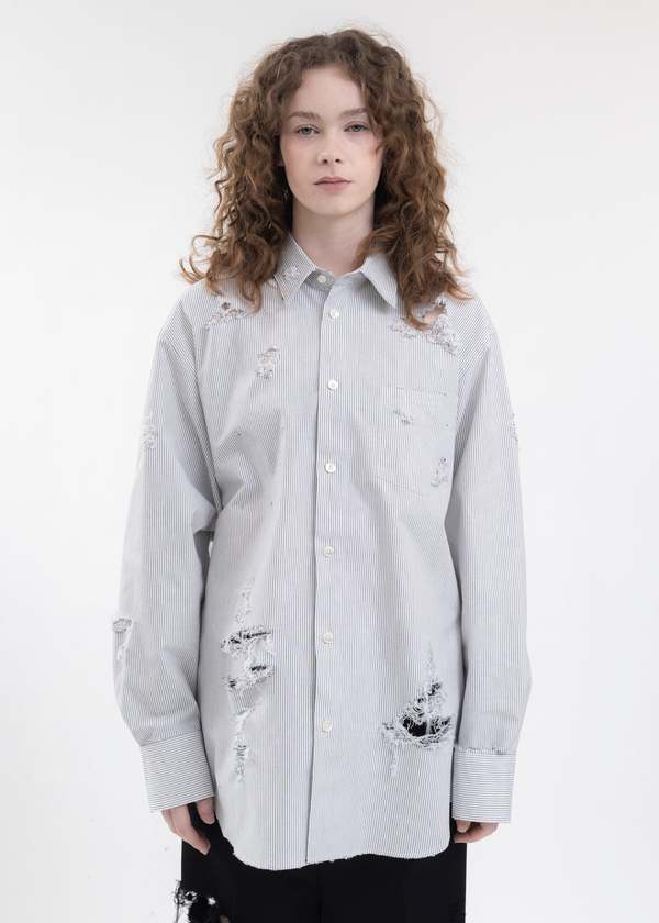 Doublet BLACK AND WHITE DESTROYED STRIPE SHIRT White/Black Garmentory