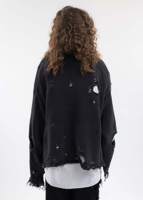 Doublet DESTROYED CARDIGAN - BLACK | Garmentory